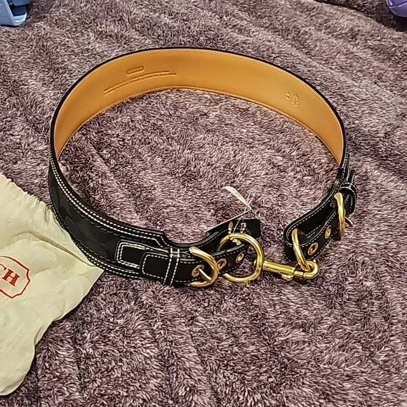 NWT Coach black signature inset belt brass size Small - Picture 8 of 10